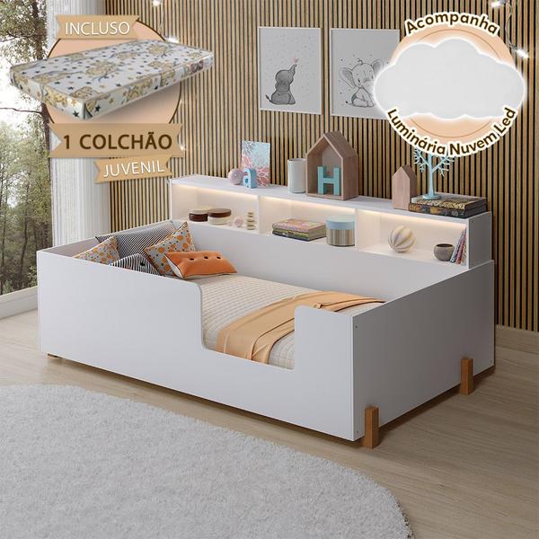 Imagem de Cama Montessoriana Doçura Juvenil Branca Acompanha Uma Luminária + Colchão