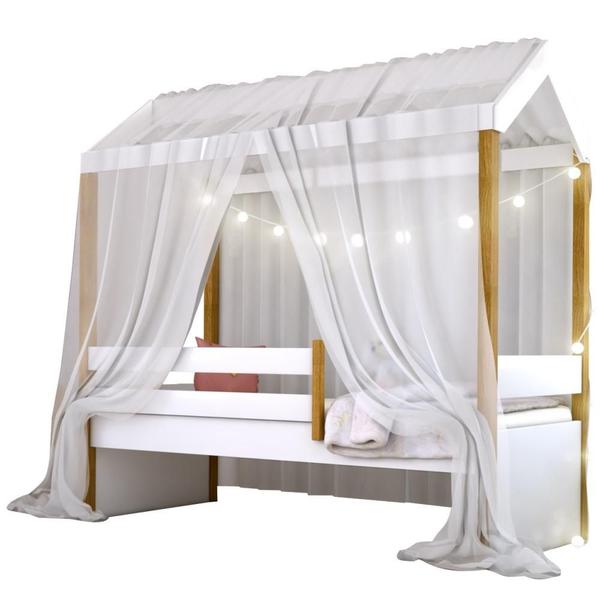 Imagem de Cama Montessoriana Exclusiv Fio de Luz e Voal Branco