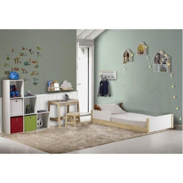 Imagem de Cama Montessoriana Galante com Grade Branco/Natural - Casatema