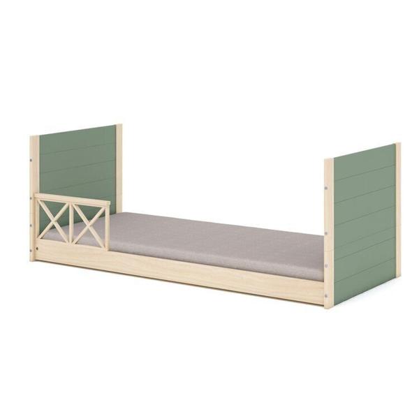 Imagem de Cama Montessoriana Garden e Grade de Proteção Casatema Verde/Natural