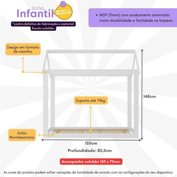 Imagem de Cama Montessoriana Infantil Bambolê com Colchão Incluso Multimóveis EX4011