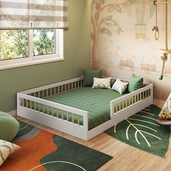 Imagem de Cama Montessoriana Infantil Branca para Casal