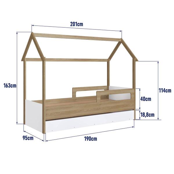 Imagem de Cama Montessoriana Infantil Estilo Casinha Com Cama Auxiliar