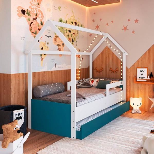 Imagem de Cama Montessoriana Infantil Estilo Casinha Com Cama Auxiliar