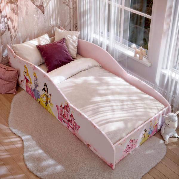 Imagem de Cama Montessoriana Infantil Princesa Com Colchão E Proteção Lateral Para Quarto De Criança Menina