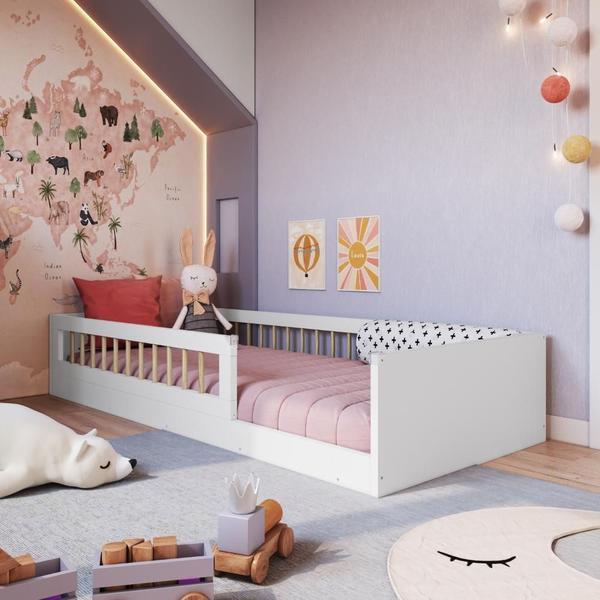 Cama Montessoriana Infantil Solteiro Affetto AFT015BCBC 188x78cm Branco - Completa Móveis Cama Montessoriana Infantil Solteiro Affetto AFT015BCBC 188x78cm Branco - Completa Móveis