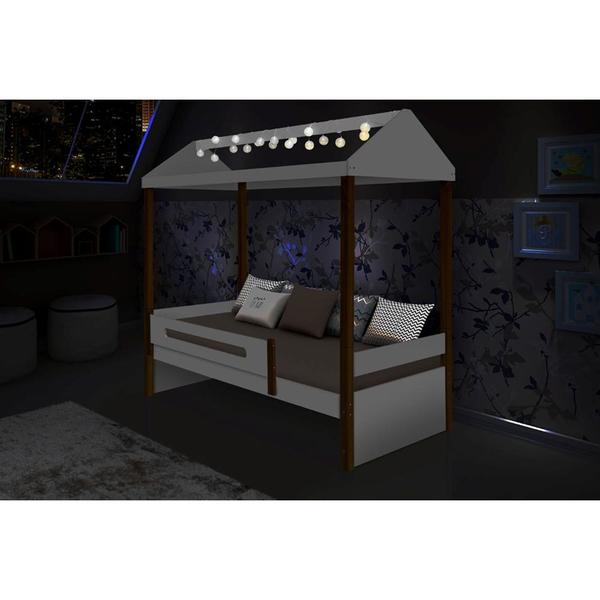 Imagem de Cama Montessoriana Infantil Solteiro Sara com Led - Branco/amêndoa