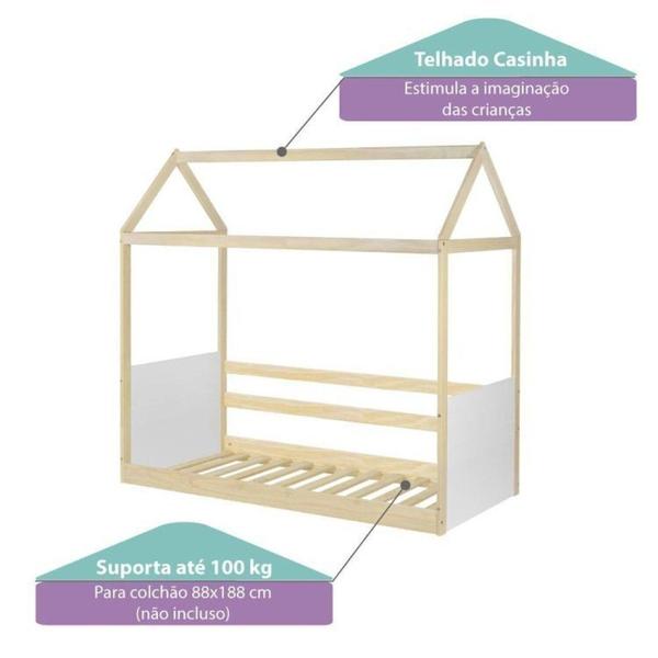 Imagem de Cama Montessoriana Reversível Casinha com Telhado, Led, Janela e Grade Frontal New Garden Casatema