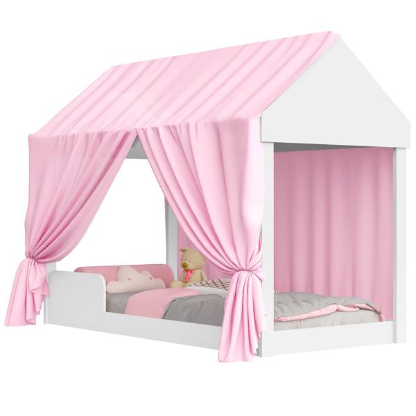 Cama Montessoriana Solteiro 1,88 x 88 Com Dossel Rosa Casinha Carruagem Baixa Personagem Criança Castelo Grade Proteção - Móveis Bela Imagem de Cama Montessoriana Solteiro 1,88 x 88 Com Dossel Rosa Casinha Carruagem Baixa Personagem Criança Castelo Grade Proteção