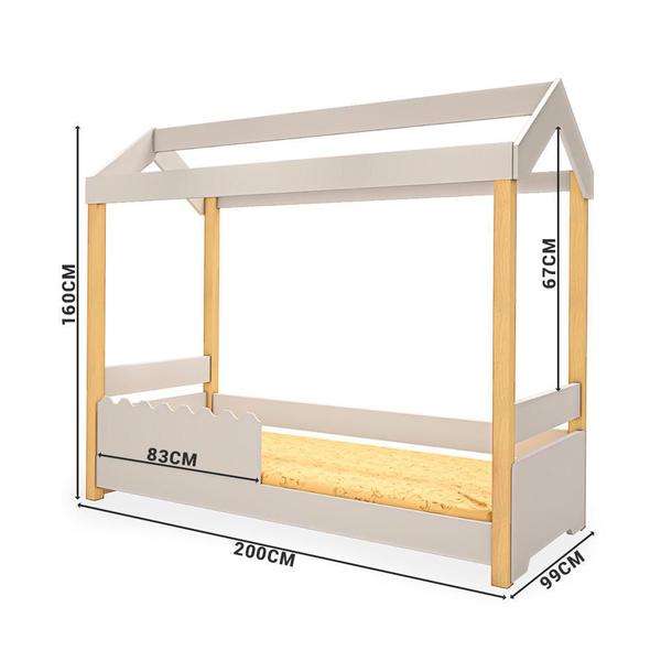 Imagem de Cama Montessoriana Solteiro Branco Com Voal Branco Jhulia Divaloto Com Colchão Probel D20