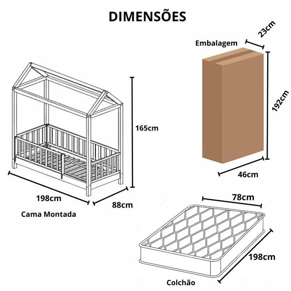 Imagem de Cama Montessoriana Solteiro Casinha Colorida Madeira Maciça Pinus