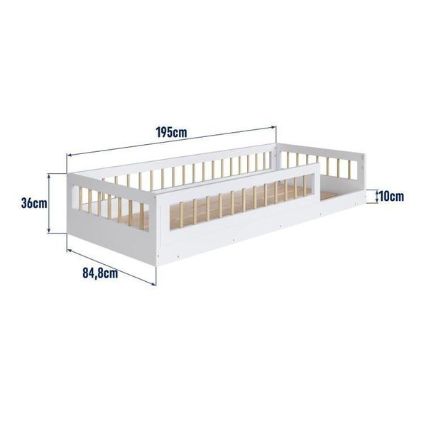 Imagem de Cama Montessoriana Solteiro com Colchão Linha Affetto Branco