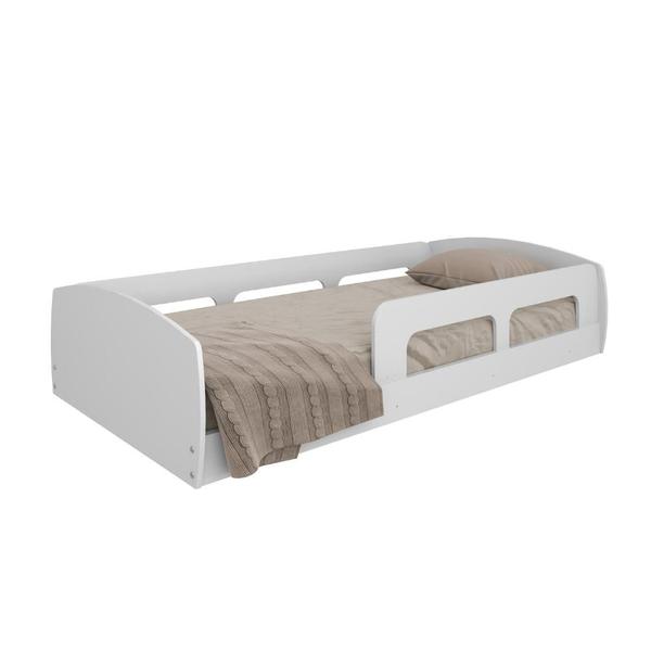 Cama Montessoriana Solteiro Jardim com Proteção Movelbras Branco Imagem de Cama Montessoriana Solteiro Jardim com Proteção Movelbras Branco