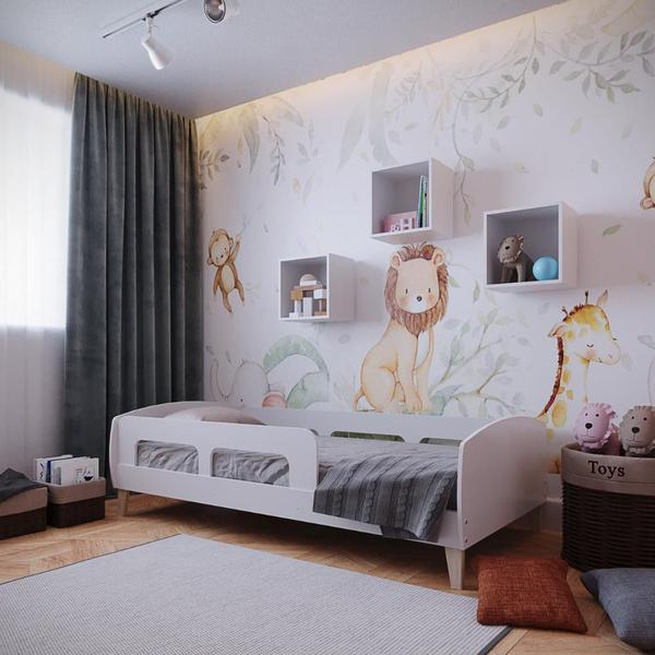 Cama Montessoriana Solteiro Jardim com Proteção Movelbras Branco Imagem de Cama Montessoriana Solteiro Jardim com Proteção Movelbras Branco