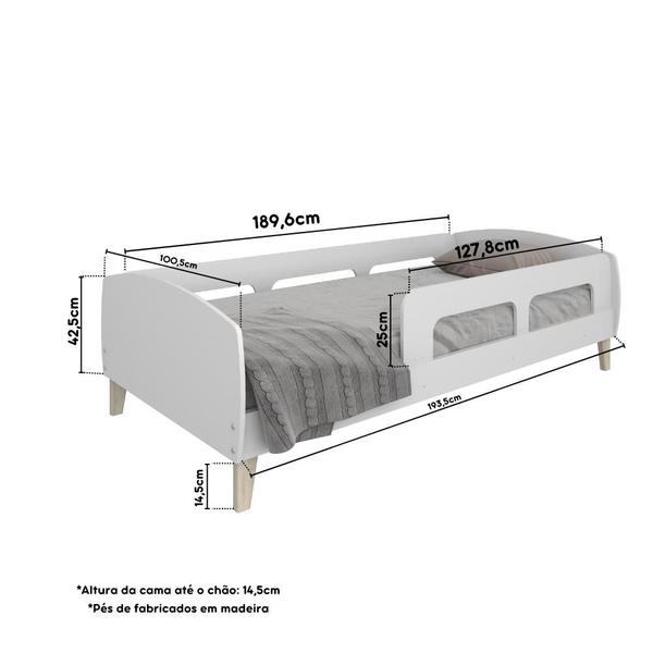 Cama Montessoriana Solteiro Jardim com Proteção Movelbras Branco Imagem de Cama Montessoriana Solteiro Jardim com Proteção Movelbras Branco