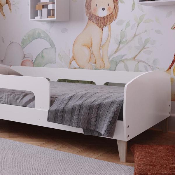 Cama Montessoriana Solteiro Jardim com Proteção Movelbras Branco Imagem de Cama Montessoriana Solteiro Jardim com Proteção Movelbras Branco