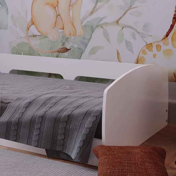 Cama Montessoriana Solteiro Jardim com Proteção Movelbras Branco Imagem de Cama Montessoriana Solteiro Jardim com Proteção Movelbras Branco