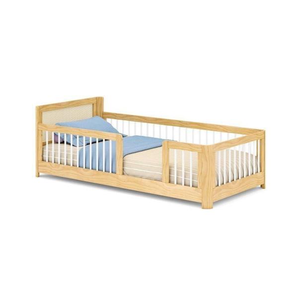 Imagem de Cama Montessoriana Wave Solteiro com Moldura Infantil Casinha com Led Dream Decor Casatema Branco/Natural