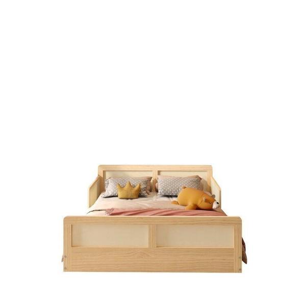 Imagem de Cama Montessoriano Casal Lift em Madeira Maciça com Rattan 2 Grades Casatema Branco/Natural