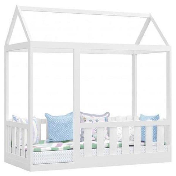 Imagem de Cama Montessoriano Duda C/ Grades Branco Acetinado