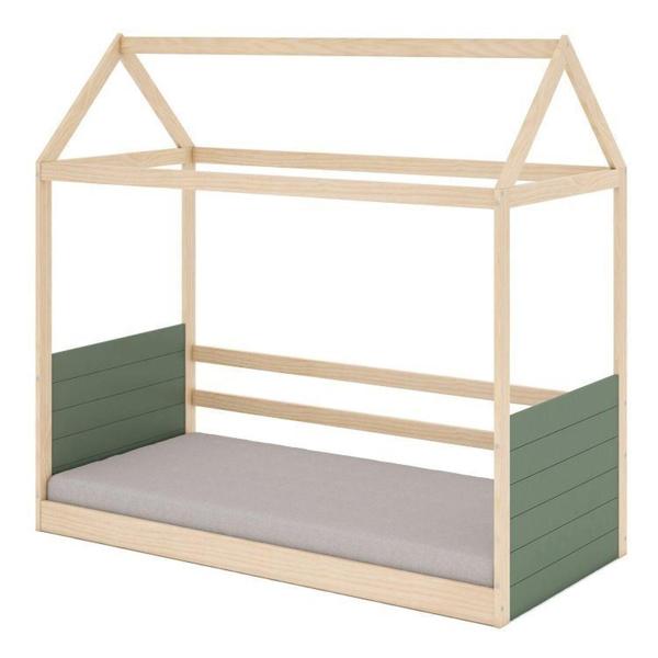 Imagem de Cama Montessoriano Reversível Completa Casinha Garden Casatema Verde/Natural