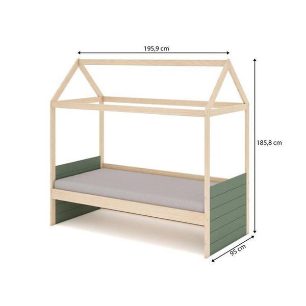 Imagem de Cama Montessoriano Reversível Completa Casinha Garden Casatema Verde/Natural