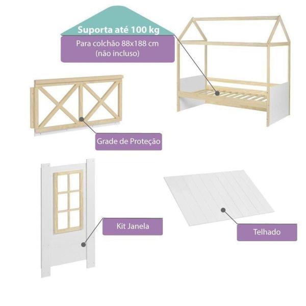 Imagem de Cama Montessoriano Reversível Completa Casinha Garden - Natural/Branco - Casatema