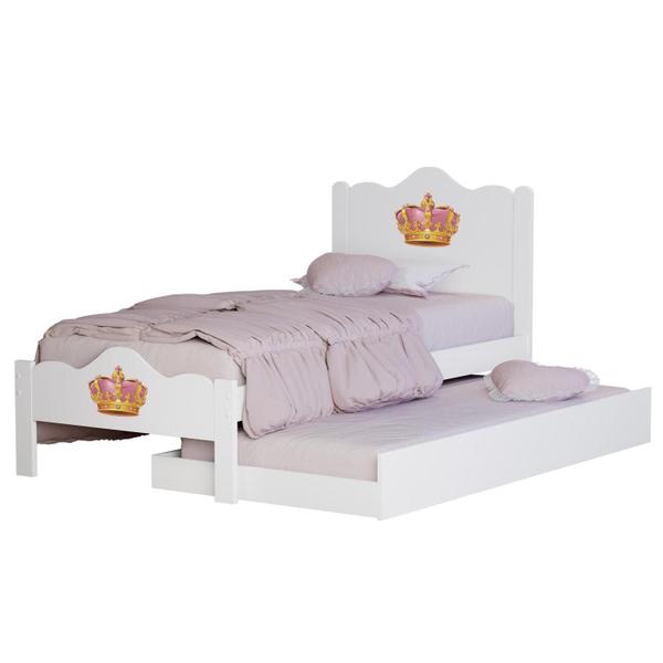 Imagem de Cama Nina Com Auxiliar Solteiro Coroa  Princesa Branco