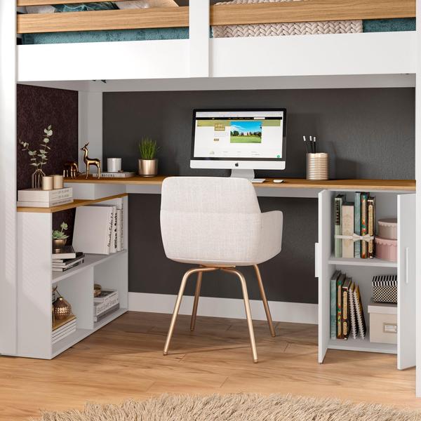 Imagem de Cama Office Multifuncional Solteiro Adulto Star Plus Casatema Branco/Amadeirado