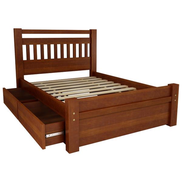 Imagem de CAMA ORLEANS 1,60m COM 2 GAVETAS - CASTANHO