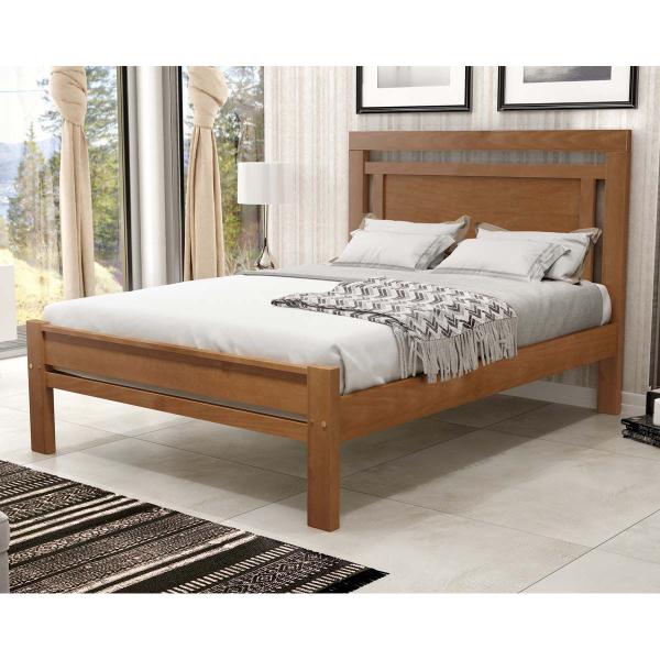 Imagem de Cama Paris para Casal Imbuia Colchão Flex 128cm ou 138cm Madeira Maciça Pinus - Cavazotto