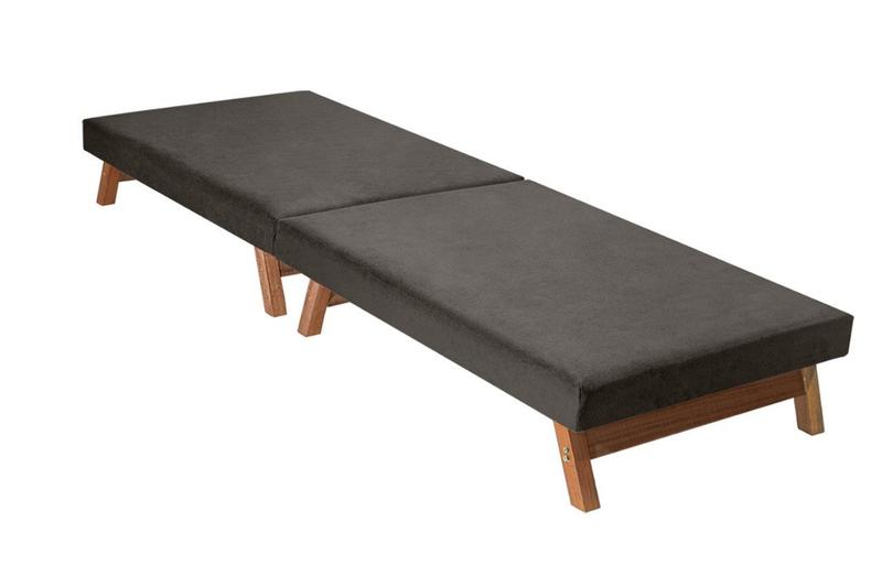 Imagem de Cama Portátil Dobrável Solteiro 0,90x1,90 Cappuccino, Tecido suede - C/Colchão Embutido