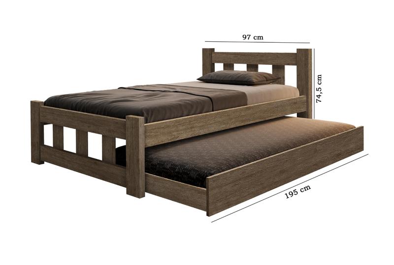 Cama Quarto Solteiro Pop Com Estrado De Madeira Maciça Com Cama Auxiliar - Mini Me Imagem de Cama Quarto Solteiro Pop Com Estrado De Madeira Maciça Com Cama Auxiliar