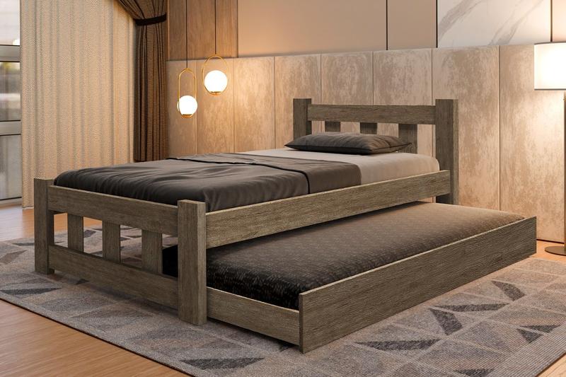 Cama Quarto Solteiro Pop Com Estrado De Madeira Maciça Com Cama Auxiliar - Mini Me Imagem de Cama Quarto Solteiro Pop Com Estrado De Madeira Maciça Com Cama Auxiliar