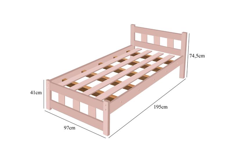 Imagem de Cama Quarto Solteiro Pop Com Estrado De Madeira Maciça