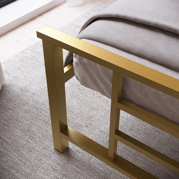 Imagem de Cama Queen em Ferro Emy Design Moderno Dourado