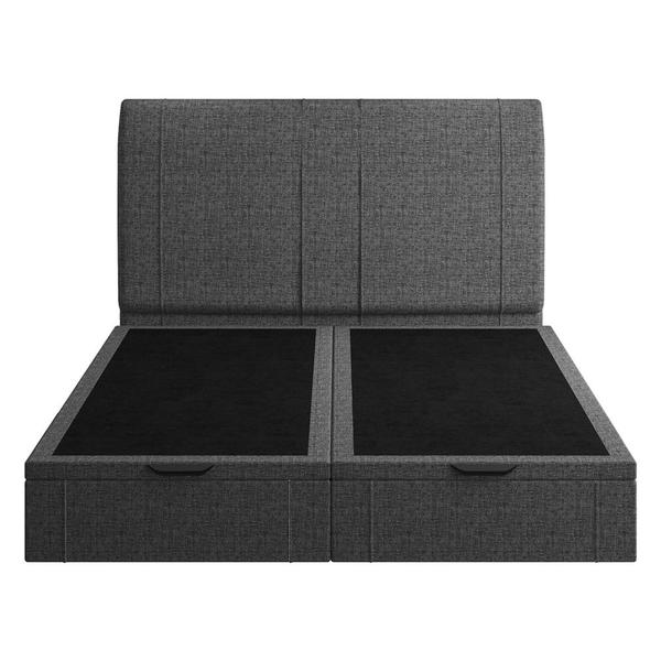 Imagem de Cama Queen Flutuante Baú Cabeceira 160cm Fly S05 Linho Preto - Mpozenato