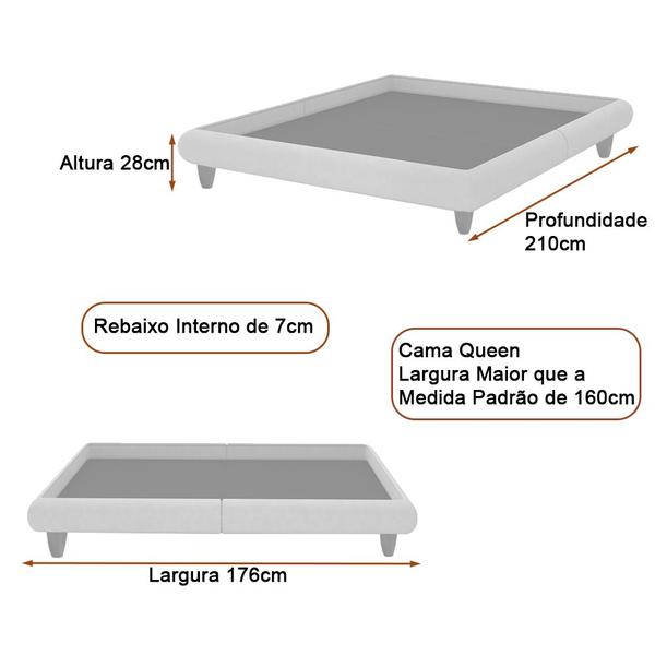 Imagem de Cama Queen Japonesa 176cm Pés Madeira Haru Linho Off White - Sallar Home