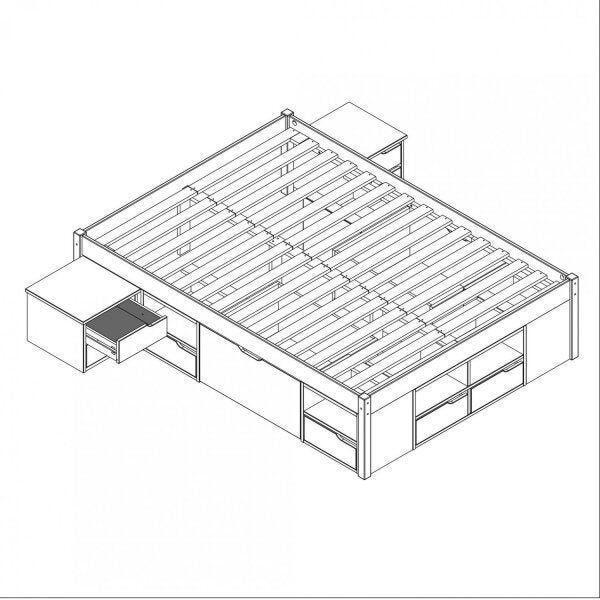 Imagem de Cama Queen Multifuncional Madeira Maciça 6 Gavetas Charme Inter
