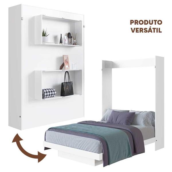 Imagem de Cama Retrátil Embutida Casal Branco Com Colchão Erias Shop Jm