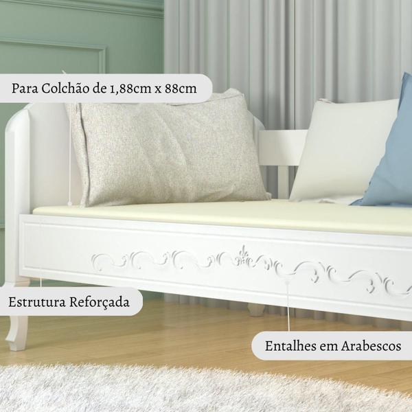 Imagem de Cama Sofá com Estofado Capitonê Infantil Versailles Branco