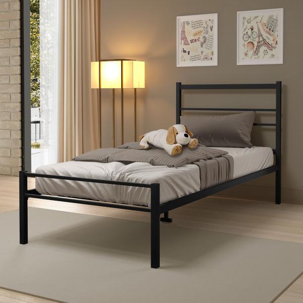 Imagem de Cama Solteiro 100% Ferro Cristal P/ 160 kg -Super Resistente -Preto