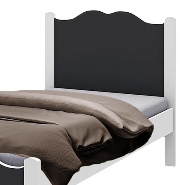 Imagem de Cama Solteiro 100% MDF 197 x 92 cm Branco Grafite Sierra Shop JM