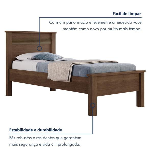 Imagem de Cama Solteiro 102cm X 206cm X 107,5cm Cacau