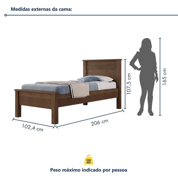 Imagem de Cama Solteiro 102cm X 206cm X 107,5cm Cacau