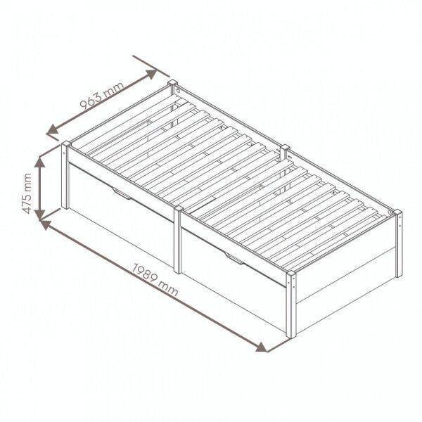 Imagem de Cama Solteiro 2 Gavetas Madeira Maciça Beauty