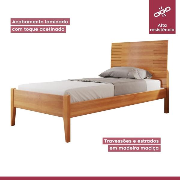 Imagem de Cama Solteiro 90cm Amazone Amêndoa Mel Josandro