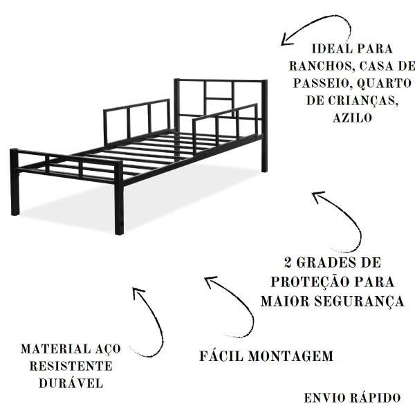 Imagem de Cama Solteiro Aço Segurança Conforto Proteção Garantido