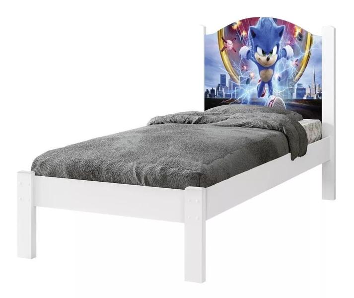 Imagem de Cama Solteiro  Adesivada Sonic 100% Mdf - Extrado Madeira - P/Colchão 188 x 88