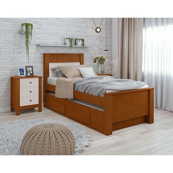 Imagem de Cama Solteiro Ambiente Athenas com Auxiliar Frassino Off White Flex - Lopas